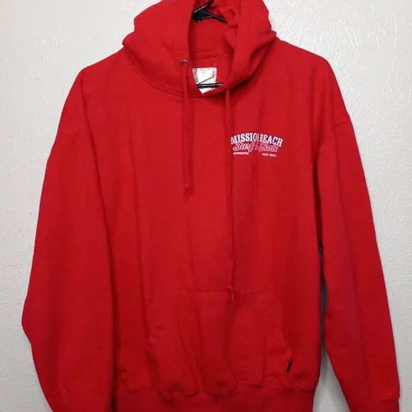 Retro Pacific & Co Surf Shop Red Pullover Hoodie Unisex Large - Picture 2 of 14